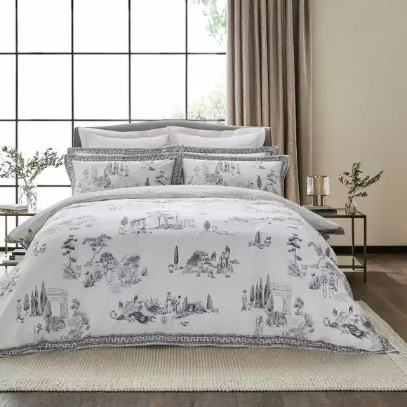 Dorma Pelion Toile Slate Cotton Duvet Cover And Pillowcase Set