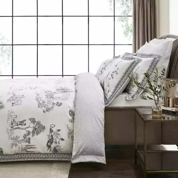 Dorma Pelion Toile Slate Cotton Duvet Cover And Pillowcase Set - Image 3