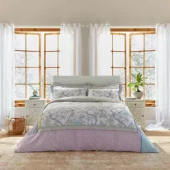 Dorma Meredith Mauve Cotton Duvet Cover And Pillowcase Set