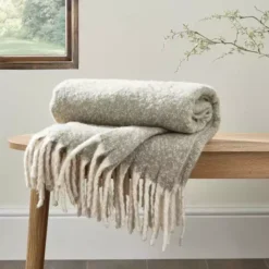 Dunelm Faux Mohair Sage 130cm X 180cm Throw