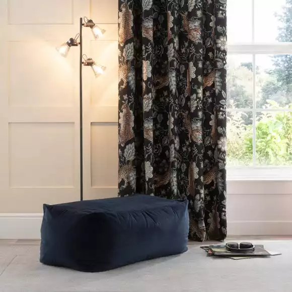 Dunelm Eliza Rectangular Pouffe Luxe Navy - Image 2