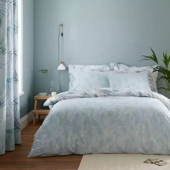 Dunelm Serenity Palm Leaf Seafoam Duvet Cover And Pillowcase Set - Image 2