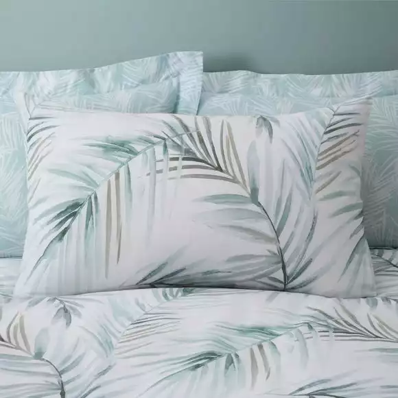 Dunelm Serenity Palm Leaf Seafoam Duvet Cover And Pillowcase Set - Image 3