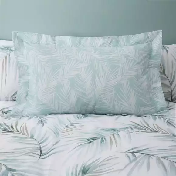 Dunelm Serenity Palm Leaf Seafoam Duvet Cover And Pillowcase Set - Image 4