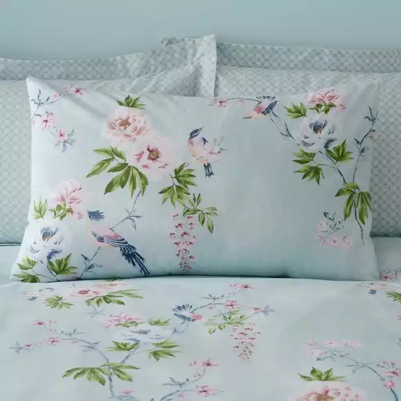 Dunelm Chinoiserie Bird Seafoam Duvet Cover And Pillowcase Set - Image 3