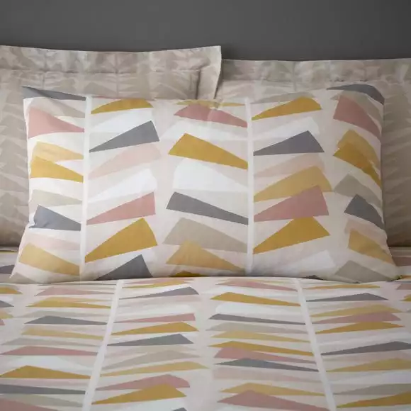 Dunelm Axel Leaf Ochre Duvet Cover And Pillowcase Set - Image 3