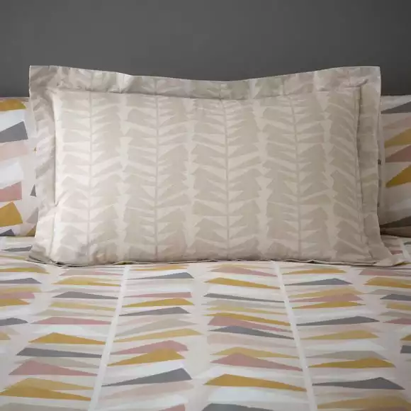 Dunelm Axel Leaf Ochre Duvet Cover And Pillowcase Set - Image 4