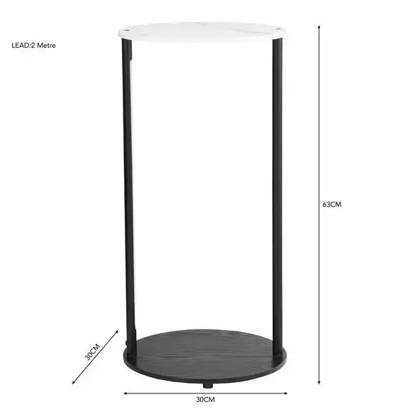 Dunelm Aiko Side Table With 1 LED Light Black And Faux Marble - Image 6