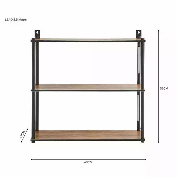 Dunelm Fulton Wall Unit With LED Lights Rustic Pine - Image 6