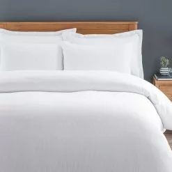 Dunelm Alston Waffle White Duvet Cover And Pillowcase Set