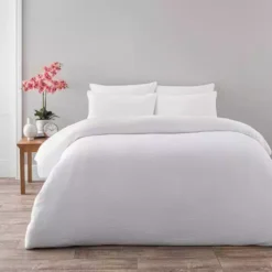 Dunelm Alford Textured White Duvet Cover And Pillowcase Set
