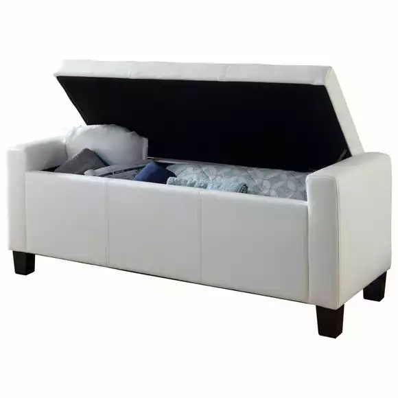 GFW Verona PU Leather Ottoman Bench White - Image 4