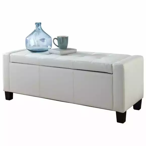GFW Verona PU Leather Ottoman Bench White - Image 5