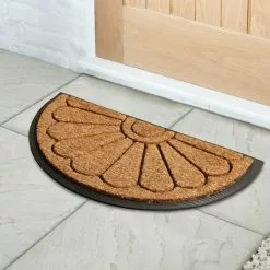 Dunelm Scroll Half Moon Rubber And Coir Doormat