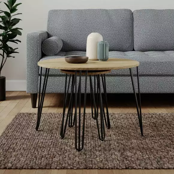 Dunelm Bella Coffee Nest Set Oak Effect - Image 2