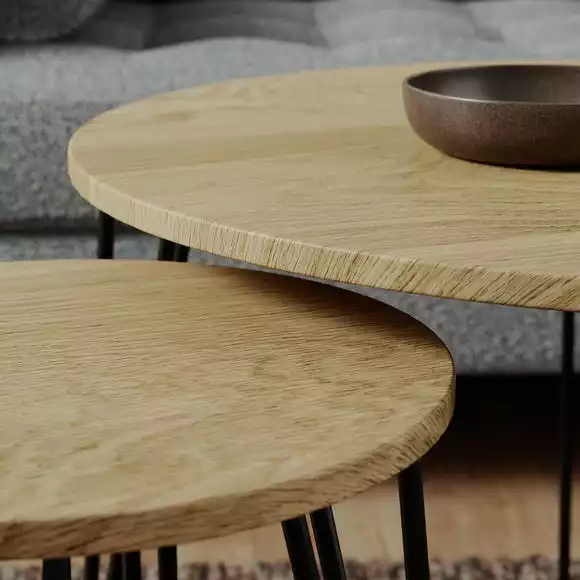 Dunelm Bella Coffee Nest Set Oak Effect - Image 3