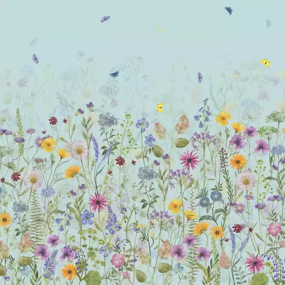 Dunelm Spring Flowers Duckegg Blue Mural - Image 3