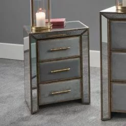 Pacific Lifestyle Pacific Brindisi 3 Drawer Bedside Table, Grey Velvet