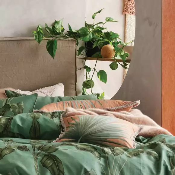 Linen House Livia Leaf Green 100% Cotton Duvet Cover & Pilowcase Set - Image 2