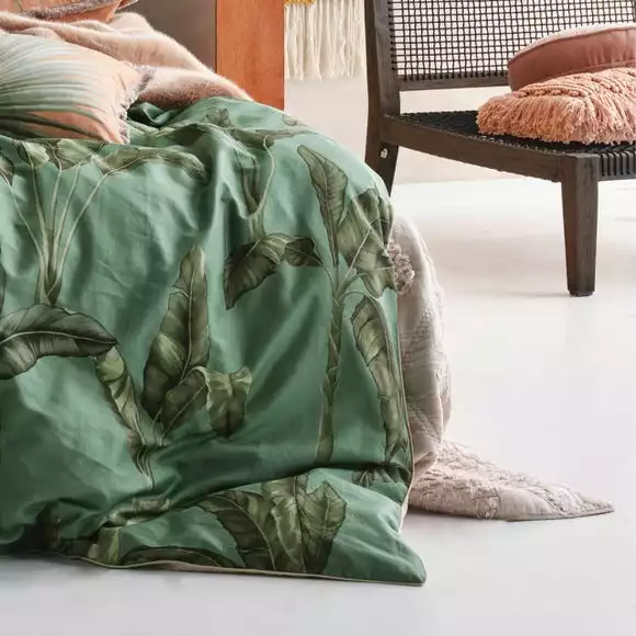 Linen House Livia Leaf Green 100% Cotton Duvet Cover & Pilowcase Set - Image 3